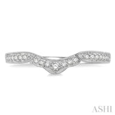 1/6 Ctw Arched Lattice Center Round Cut Diamond Wedding Band in 14K White Gold